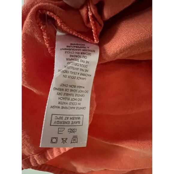 Orientique Naturally Australian Orange Asymmetrical Trapeze Linen Cotton M - Picture 6 of 7